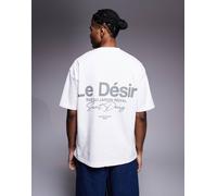 River Island - T-shirt oversize bianca con scritta "Le Desir"-Bianco S