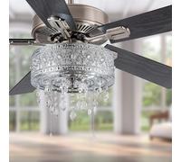 River of Goods Glam 52 Inch Width Crystal Chandelier LED Ceiling Fan, Clear