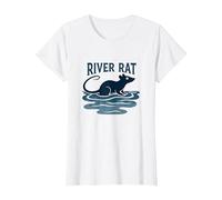 River Rat: Arte della Fauna Selvatica Vintage per Gli Amanti della Natura Maglietta, Donna, Bianco, L