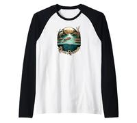 River Roamer Kayak Nature River Heron Design Maglia con Maniche Raglan