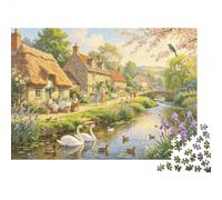 River Stream 1000 Pezzi Puzzle Recycled Cigno Village Senior Puzzles Party Game Props Developing Boy & Girl‘s Intelligenza Educational Divertente 70x50cm/1000pcs
