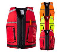 River Vest Alta Galleggiabilità con Strisce Riflettenti e Sistema Multi-Tasca per Pesca Mosca Trota Fiume Uso(Red)