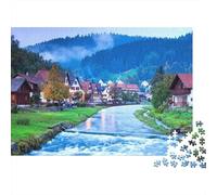 River Village 1000 Pezzi Puzzle Riciclabile Green Hills Puzzles per Anziani Accessori per Tempo di Gioco Familiare Allevia la Demenza Senile Great Gift 38x26cm/1000pcs