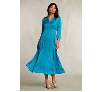 River Woods Petrol V-neck Dress 3/4 Sleeves Blue Taglia: 38 | Abiti Midi Outlet | Donna | Blu