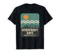Riverfront Days Kentucky Camicia Steamboat Tramonto Bridge Art Maglietta