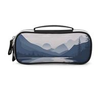 Rivers And Mountains, astuccio per matite grande capacità, piccola borsa per il trucco in pelle PU con cerniera e manico, astuccio portatile per ufficio e cosmetici