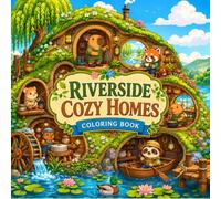 Riverside Cozy Homes Coloring Book with Charming Hill Cottages, Cute Woodland Animals, Peaceful River Scenes, and Relaxing Fantasy Interiors