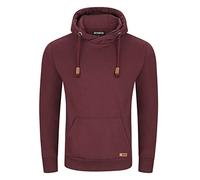 riverso - Felpa con cappuccio da uomo RIVJulian, con tasca a marsupio e colletto a incrocio, vestibilità normale, in tinta unita, di cotone, colore: grigio, marrone, verde, rosso, blu, nero, taglie: S, M, L, XL, 2XL, 3XL, 4XL, 5XL, Port Red Melange (15400)., L