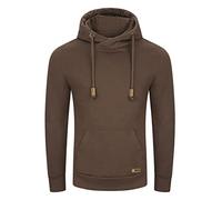 riverso - Felpa con cappuccio da uomo RIVJulian, tasca a marsupio e colletto incrocio, vestibilità normale, in tinta unita, di cotone, grigio, marrone, verde, rosso, blu, nero, taglie: S, M, L, XL