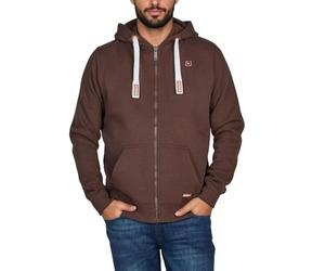 riverso - Felpa da uomo “Noah” con cappuccio e chiusura lampo, tinta unita, in cotone, colore nero, taglia selezionabile dalla S alla 5XL, marrone scuro (21400), XXXL