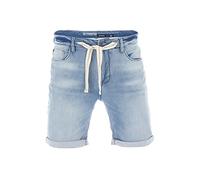 riverso Jeans corti da uomo, elasticizzati, con coulisse, vestibilità normale, RIVPaul, pantaloni corti, bermuda estivi, denim, tinta unita, nero, blu, grigio, 30, 31, 32, 33, 34, 36, 38, 40, 42, 44