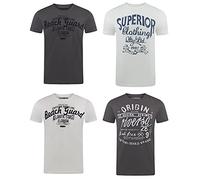 Riverso - Maglietta da Uomo a Girocollo RIVLeon, Confezione da 4 Pezzi, Collo a O, a Maniche Corte, 100% Cotone, vestibilità Regolare, Mix di Colori 6 XXL