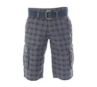riverso, pantaloncini cargo da uomo RIVAnton con cintura, bermuda in cotone al 100%, colore blu, grigio, verde oliva, nero, beige, a quadretti, W30-W46