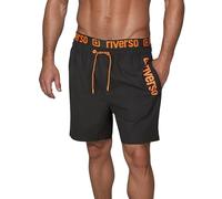 riverso RIVBobby - Costume da Bagno da Uomo, Pantaloncini Corti, Estivi, Sport, Spiaggia, con Coulisse, 100% Poliestere, Nero, Verde, Arancione, Rosso, Nero e Arancione Lucido, XXL