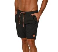 riverso RIVDavid - Costume da bagno lungo da uomo, vestibilità normale, con elastico in vita, nero, blu, rosso, verde, arancione, S, M, L, XL, XXL, 3XL, 4XL, 5XL, Nero arancio, L