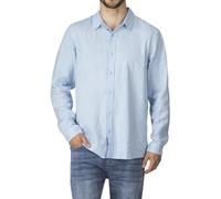 riverso RIVFabio - Camicia da uomo in lino, vestibilità normale, per il tempo libero, da lavoro, da uomo, a maniche lunghe, in lino, con bottoni, tinta unita, nero, bianco, beige, blu, verde, S, M, L,