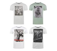 riverso RIVFritz - Maglietta da uomo, con stampa fotografica, girocollo, a maniche corte, in cotone, stampa animale, blu, bianco, grigio, verde, S, M, L, XL, XXL, 3XL, 4XL, 5XL, Mix di colori 3, XL