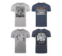 riverso RIVFritz - Maglietta da uomo, con stampa fotografica, girocollo, a maniche corte, in cotone, stampa animale, blu, bianco, grigio, verde, S, M, L, XL, XXL, 3XL, 4XL, 5XL, Mix di colori 4., XXL