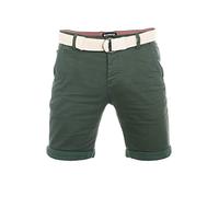riverso RIVHenry - Pantaloncini da Uomo Chino con Cintura, 98% Cotone, Azzurro, Blu Scuro, Blu Navy, Rosso, Verde, Arancione, Beige, Grigio, 30W - 42W - Verde Cipresso - 38W