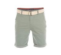 riverso RIVHenry - Pantaloncini da Uomo Chino con Cintura, 98% Cotone, Azzurro, Blu Scuro, Blu Navy, Rosso, Verde, Arancione, Beige, Grigio, 30W - 42W - Verde Minerale (12300) - 33W