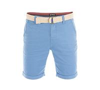 riverso RIVHenry - Pantaloncini da Uomo Chino con Cintura, 98% Cotone, Azzurro, Blu Scuro, Blu Navy, Rosso, Verde, Arancione, Beige, Grigio, 30W - 42W - Blu Medio - 33W
