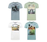 riverso RIVLukas - Maglietta da Uomo, a Maniche Corte, in Cotone con Stampa Animali, Confezione da 4 Pezzi, 1 Blu (Mjd) 1 Verde (Jjd) 1 Bianco (Kjd) 1 Turchese (Ljd). XXXL