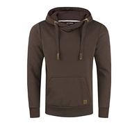 riverso RIVNiklas - Felpa da Uomo con Cappuccio, Tasche a Marsupio, Colletto Cross-Over, Regolare, Tinta Unita, in Cotone, Marrone Scuro (21400), S