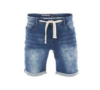 riverso RIVPaul - Pantaloncini di Jeans da Uomo, Pantaloni Corti Estivi, Bermuda Elasticizzati, Jeans Short in Cotone, Grigio, Blu, Blu Scuro, W30 - W42 - Middle Blue Denim (M190) - W38