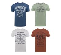 Riverso T-Shirt Uomo Cotone Regular Fit Rivleon 4er Set Pacco Girocollo Corto