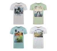 Riverso T-Shirt Uomo Set Cotone Regular Fit Rivlukas 4er Pacco Girocollo Stampa