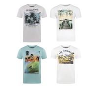 Riverso T-Shirt Uomo Set Cotone Regular Fit Rivlukas 4er Pacco Girocollo Stampa