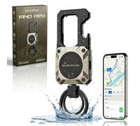 Riverstone - Portachiavi per Apple Find My, multitool apribottiglie e allarme anti-perdita, fucile di sicurezza, localizzatore GPS impermeabile ricaricabile per chiavi e borsa (Champagne)
