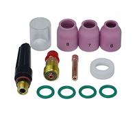 RIVERWELD 12 pz Corpi di pinze per lenti a gas tozze TIG 17GL332 10N24S Coppa in vetro Quarzo da 2,4 mm n. 10 Isolante da 16 mm 17GLG20 e cappuccio posteriore TIG 57Y03 Misura media SR WP 17 18 26