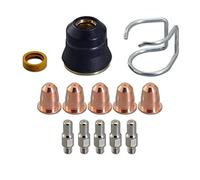 RIVERWELD 13 pezzi Torcia per taglierina al plasma S25 S45 Kit di accessori PR0110 Elettrodi PD0116-08 Punte ugelli Guida distanziale da 0,8 mm CV0010 Tappo di fissaggio Diffusore di gas