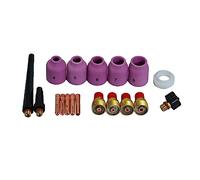 RIVERWELD 18 piezas TIG lentes de gas cuerpo 45V42 45V43 45V44 45V45 boquilla de alúmina 53N58#4 53N59#5 53N60#6 53N61#7 53N61S #8 Kit de tapas traseras de copa de junta para PTA DB SR WP 9 20 25