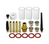 RIVERWELD 21 pz Ugello al quarzo trasparente 2P8GS Tazze TIG in vetro Collet a cuneo corto 4C040GS 1,0 mm 1,6 mm 2,4 mm 3,2 mm Adattatore al tungsteno 4CBGS Gas Saver Kit TAS040GS WP SR 17 18 26