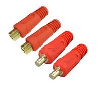 RIVERWELD Coppia di connettori rapidi per cavi di saldatura TIG, tipo Dinse-Style, 315 Amp (#4-#1) 35-50 SQ-MM DKJ35-50 & EDKL35-50, colore rosso, confezione da 4