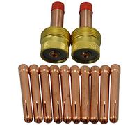 RIVERWELD Corpo pinza per lente gas TIG Jumbo 45V64 10N24 (2,4 mm) Kit di dimensioni assortite adatto per SR WP 17 18 26 Torcia per saldatura TIG 12 pezzi