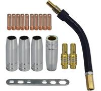 RIVERWELD MB15 15AK Punta di contatto 1.0mm M6 e punte Supporto diffusore e coppa di protezione e collo della torcia per MB15 15AK Torcia di saldatura MIG 18 pezzi