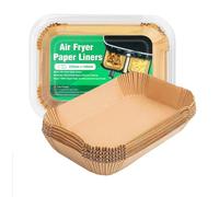 Rivestimenti di carta usa e getta della friggitrice per aria, fodera carta per pergamena da 100 pcs, compatibile con ninja [AF300uk], [AF400uk], Salter e altri friggibili a doppia zona 7.6L-9.5L