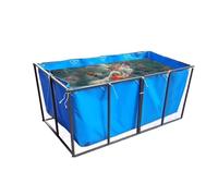 Rivestimenti per laghetti per Pesci in PVC Flessibile 550GSM, Piscina in plastica Blu con Anelli di Fissaggio, Vasca temporanea per Koi per Nuotare e nutrirsi, 12,8x12,8x2,95 Piedi