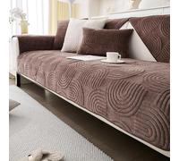 Rivestimento Antiscivolo per Divano, Copridivano Lavabile Elastico, Protezione Mobili per Animali in Velluto ，Morbida E Resistente per Animali & Famiglia(Brown,28"x28"/Square)