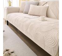 Rivestimento Antiscivolo per Divano, Copridivano Lavabile Elastico, Protezione Mobili per Animali in Velluto ，Morbida E Resistente per Animali & Famiglia(Milky White,36"x70"/Rectangular)