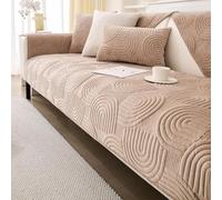 Rivestimento Antiscivolo per Divano, Copridivano Lavabile Elastico, Protezione Mobili per Animali in Velluto ，Morbida E Resistente per Animali & Famiglia(Beige,36"x70"/Rectangular)