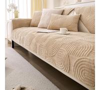 Rivestimento Antiscivolo per Divano, Copridivano Lavabile Elastico, Protezione Mobili per Animali in Velluto ，Morbida E Resistente per Animali & Famiglia(Camel,43"x43"/Square)