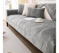 Rivestimento Antiscivolo per Divano, Copridivano Lavabile Elastico, Protezione Mobili per Animali in Velluto ，Morbida E Resistente per Animali & Famiglia(Gray,28"x70"/Rectangular)