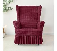 Rivestimento Elasticizzato Per Poltrona Con Gonna, Tessuto Seersucker A Bolle - Copridivano Antiscivolo Lavabile, Protezione Mobili Per Poltrone Alte E Pouf, Per Salotto(Burgundy,Chair)