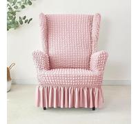 Rivestimento Elasticizzato Per Poltrona Con Gonna, Tessuto Seersucker A Bolle - Copridivano Antiscivolo Lavabile, Protezione Mobili Per Poltrone Alte E Pouf, Per Salotto(Pink,Chair)