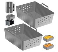 Rivestimento in silicone per friggitrici ad aria SL400 SL401, fodere perforate per friggitrici ad aria riutilizzabili, accessori per friggitrici ad aria a doppio cassetto (grigio)