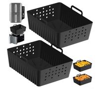 Rivestimento in silicone per friggitrici ad aria SL400 SL401, fodere perforate per friggitrici ad aria riutilizzabili, accessori per friggitrici ad aria a doppio cassetto (nero)